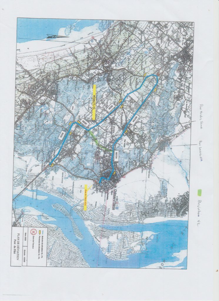 PLAN DEVIATION TRAVAUX PONT DU PATE du 25 janvier au 25 avril 2021