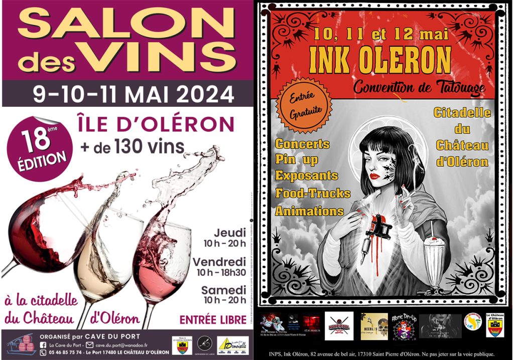 Entre le 09 et le 12 mai rendez-vous à la citadelle... Salon des Vins & Ink Oléron - convention du tatouage - Buvette et restauration sur place -