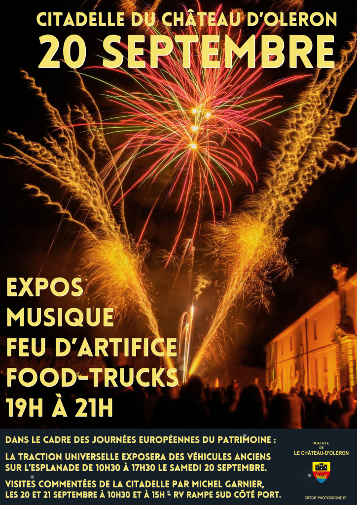 Samedi 20 septembre - Véhicules anciens, visites commentées, musique, feu d'artifice à la citadelle
