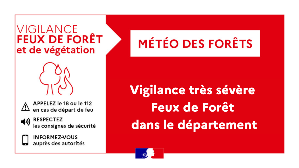Alerte renforcée risque incendie - Niveau très sévère pour les secteurs 1, 2, 3 et 4